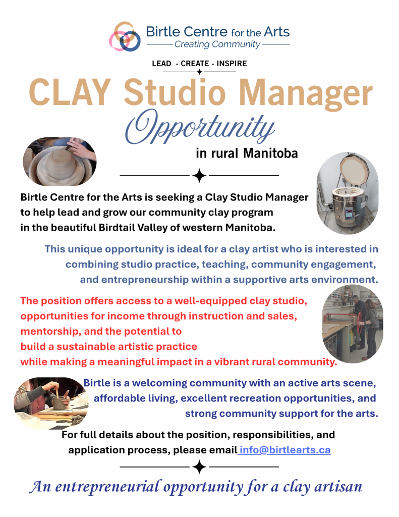 Looking for a Clay Studio Manager at Birtle Centre for the Arts