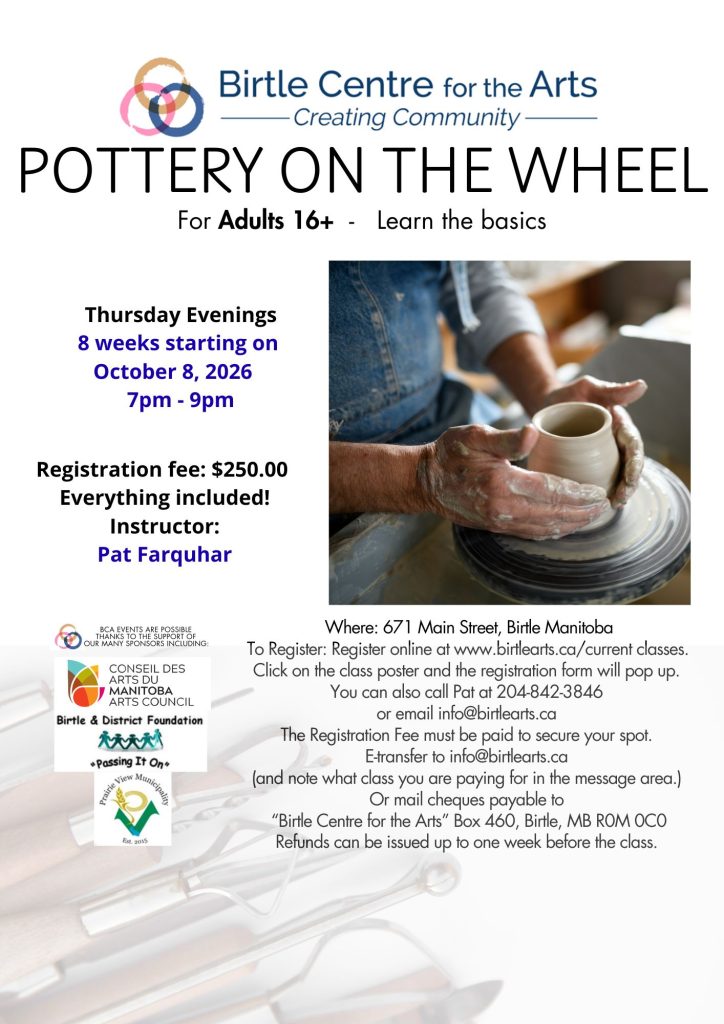Evening wheel clay class with Pat Farquhar at Birtle Centre for the Arts